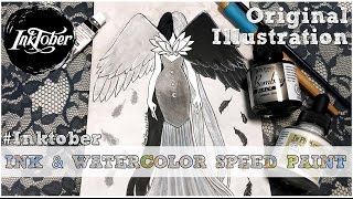 Inktober 2016 Day 09 Angel Wings Ink Speed Paint