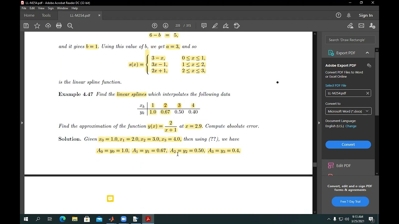 Chapter 4 : Interpolation with Spline Functions + Chapter 5 : Numerical Differentiation p1