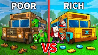 JJ and Mikey: POOR vs RICH School Bus Family Battle in Minecraft - Maizen