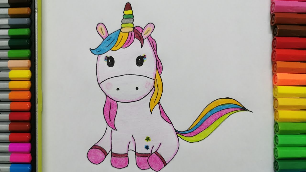 How to draw and color a unicorn, cute and easy #5 [Learn Drawing]|画独角兽 ...