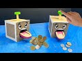 A coin bank with cardboard  how to make easy coin bank  easy  simple cardboard project