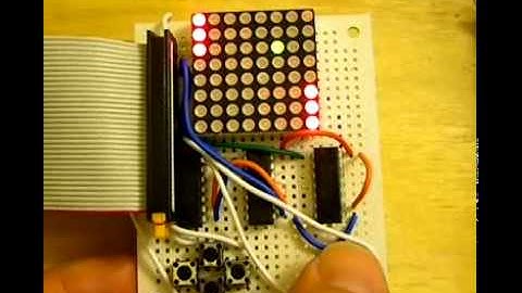 Pong on LED Matrix via AVR microcontroller