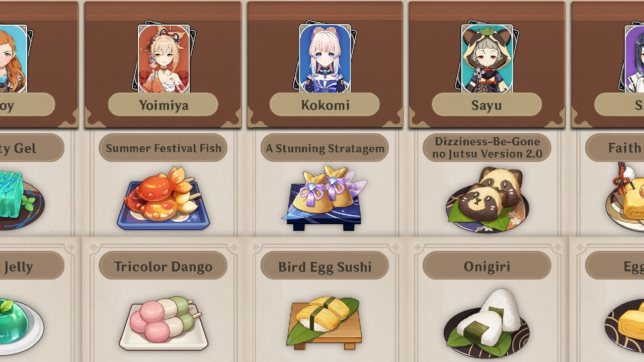 Comparision Special Dishes All Character Genshin Impact YouTube Comparision Special Dishes All Character Genshin Impact YouTube