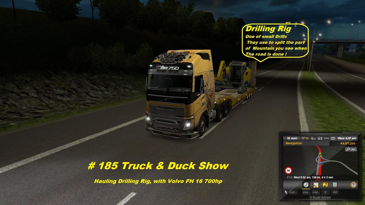 #185 ETS2 Truck & Duck Show Hauling a Drilling Rig - YouTube
