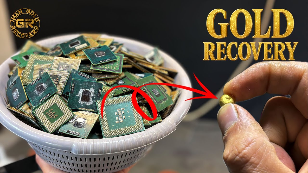 Восстановление золота из 2,5 кг процессоров с зелёным волокном