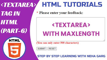 HTML Tutorials || Textarea in HTML With Maxlength || Textarea Tag in HTML || Forms in HTML || Part-6