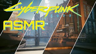 CYBERPUNK 2077 10 HOUR - Ambience ASMR - Canal in Little China - City Sounds, Traffic, Air Vehicles