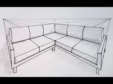 How to draw a sofa in two point perspective