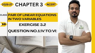 Class10|Pair of Linear Equation in Two Variable|Chapter3|Exercise3.2|Question No1(iv)to(vi)|NCERT|