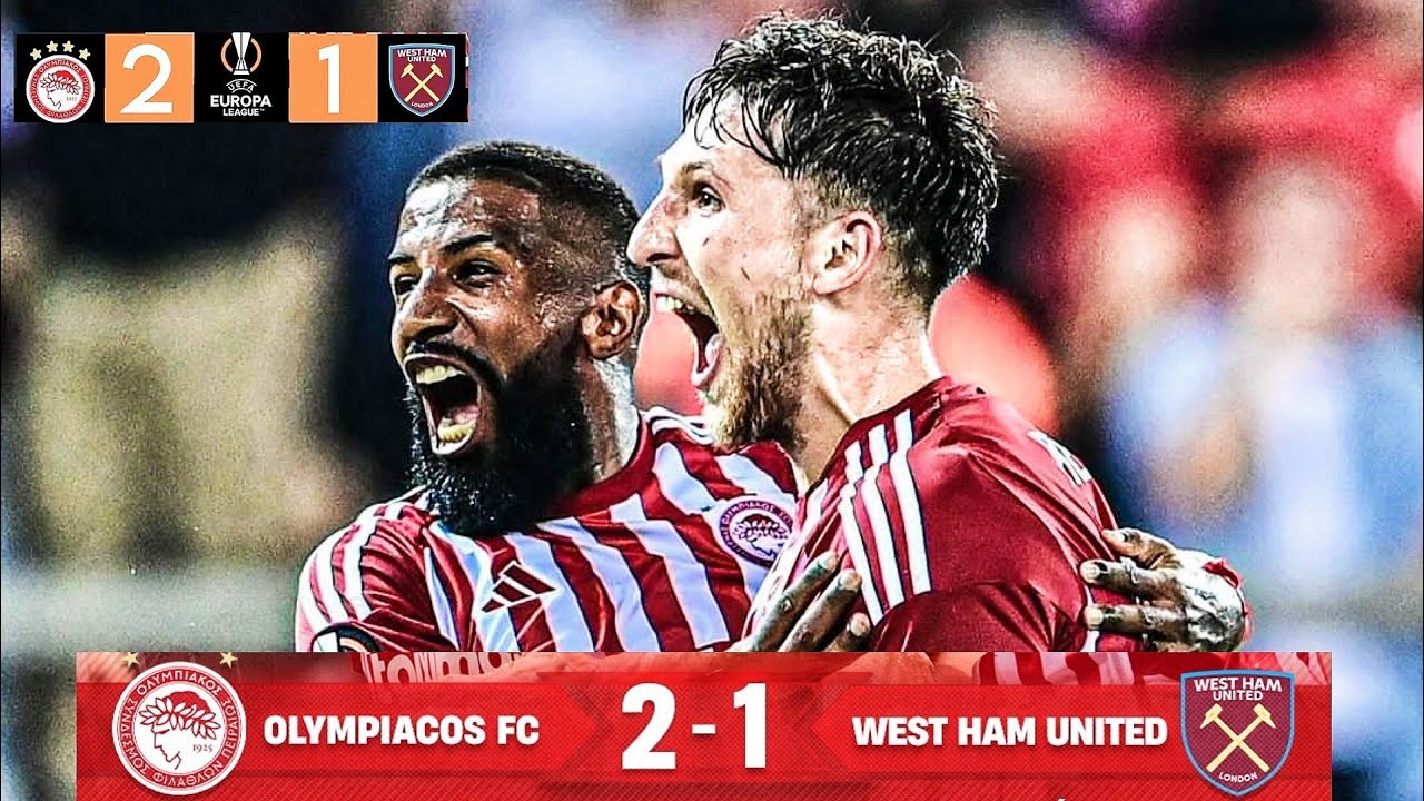 Olympiacos F.C. 2-1 West Ham  UEFA Europa League Highlights 