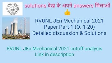 RVUNL JEn Mechanical 2021 Paper (Part-1) | Detailed discussion & solutions | Share your reviews 👍