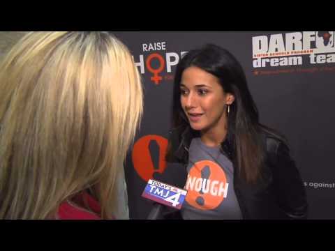 Aaron Rodgers and Emmanuelle Chriqui speaks at conflict minerals ...