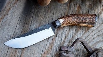 Forging an integral hunting knife from coil spring