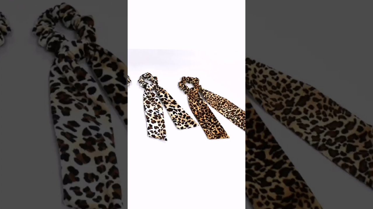 Leopard bow knotted hair scrunchies & Leopard headbands & Leopard hair ribbons