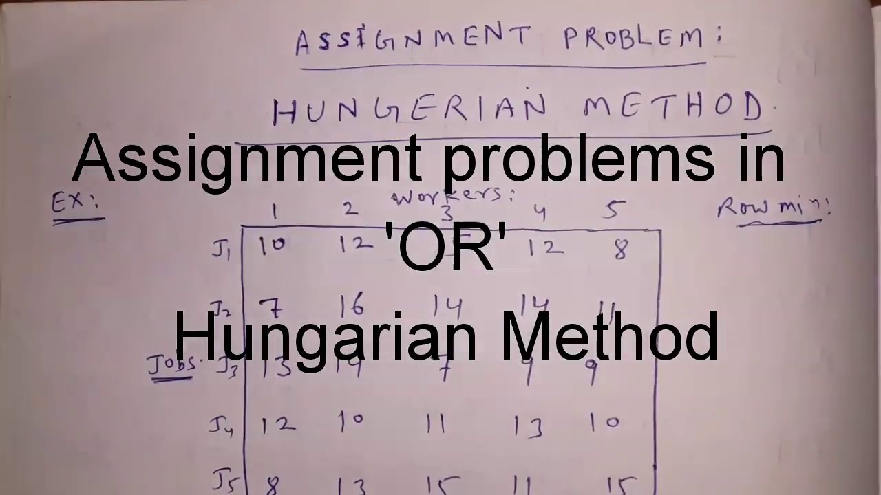 assignment problem solution using hungarian method