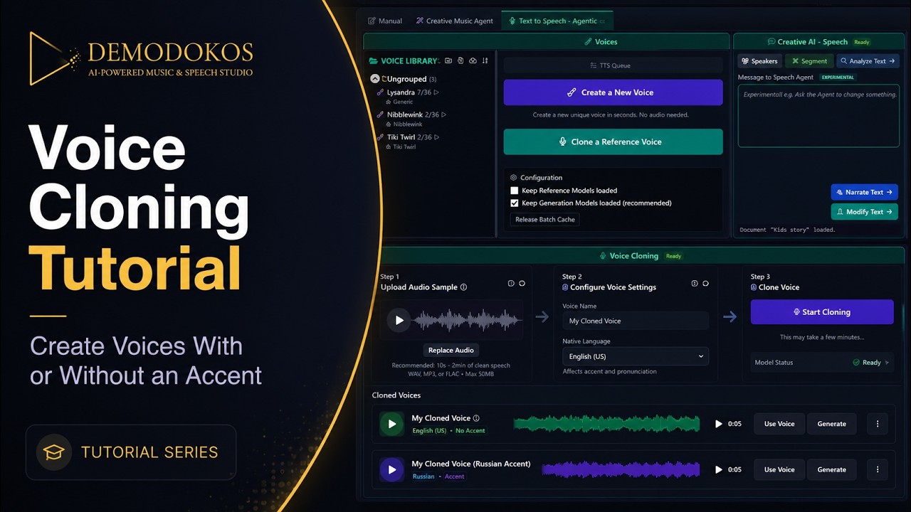 AI Voice Cloning Tutorial in Demodokos Foundry: Create Voices With or Without an Accent
