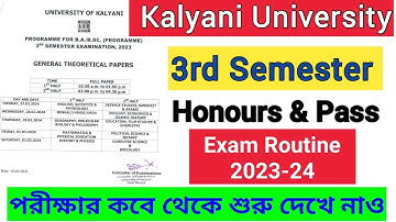 Kalyani University BA B.Sc B.Com Honours & Pass 3rd Semester Exam Routine 2023-24  #exam #routing