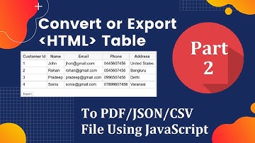 How To Export Html Table (Data) To PDF/JSON/CSV File Using JavaScript - Part 2