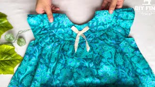 Stylish Round Yoke Ruffle baby frock design Cutting and stitching tutorial