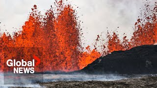 Iceland volcano erupts again, sending lava into sky | LIVE