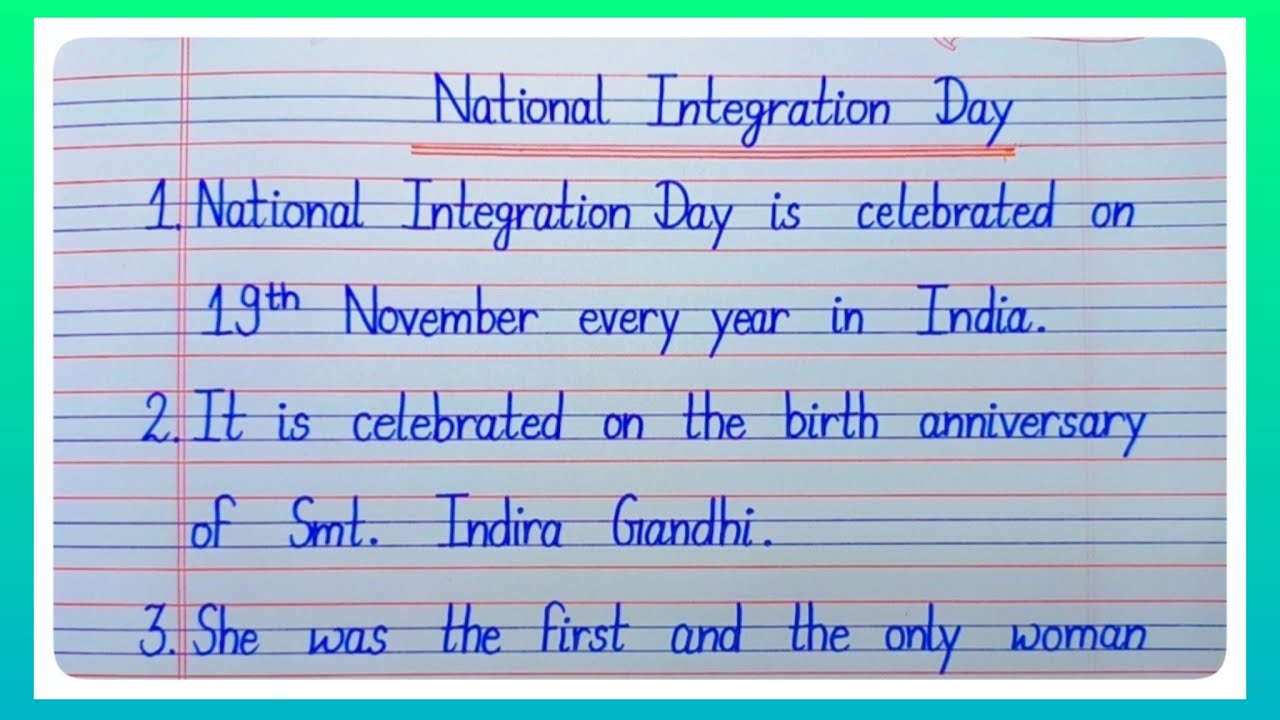 essay on national integration day