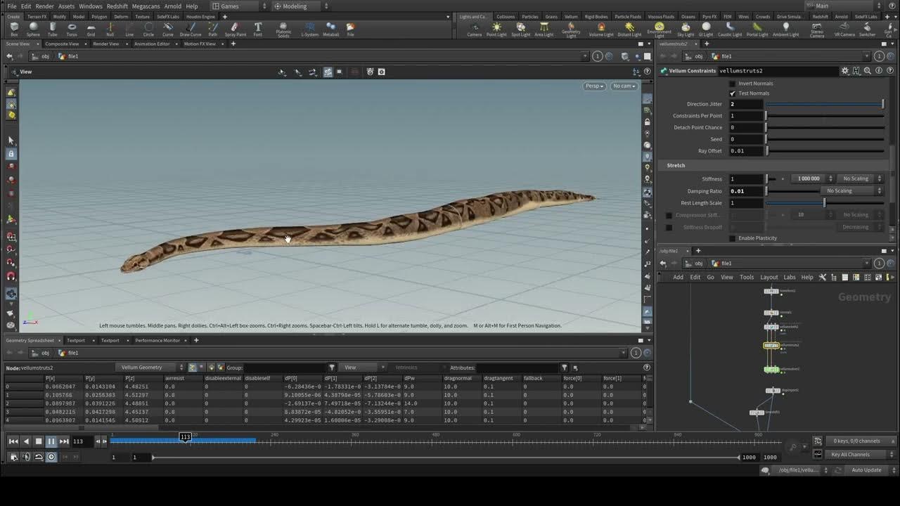 Houdini Vellum Solver Snake Simulation Test 2022 08 18 13 53 03 YouTube