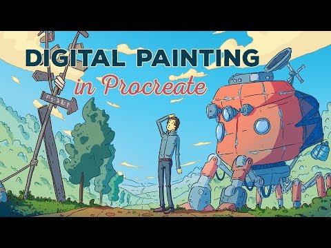 Digital Painting Process: Robot and Landscape (Procreate)