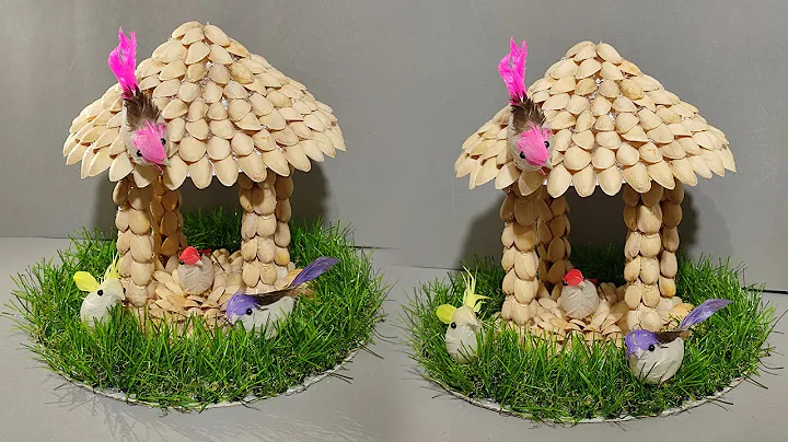 DIY Birds House | Hut Showpiece From Pista Shells | Home Decoration Craft Ideas | Pista Shell Crafts