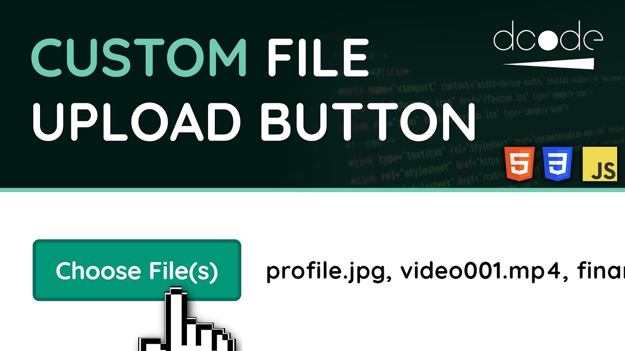 Custom File Upload Button With Filelist Html Css Javascript Tutorial Youtube