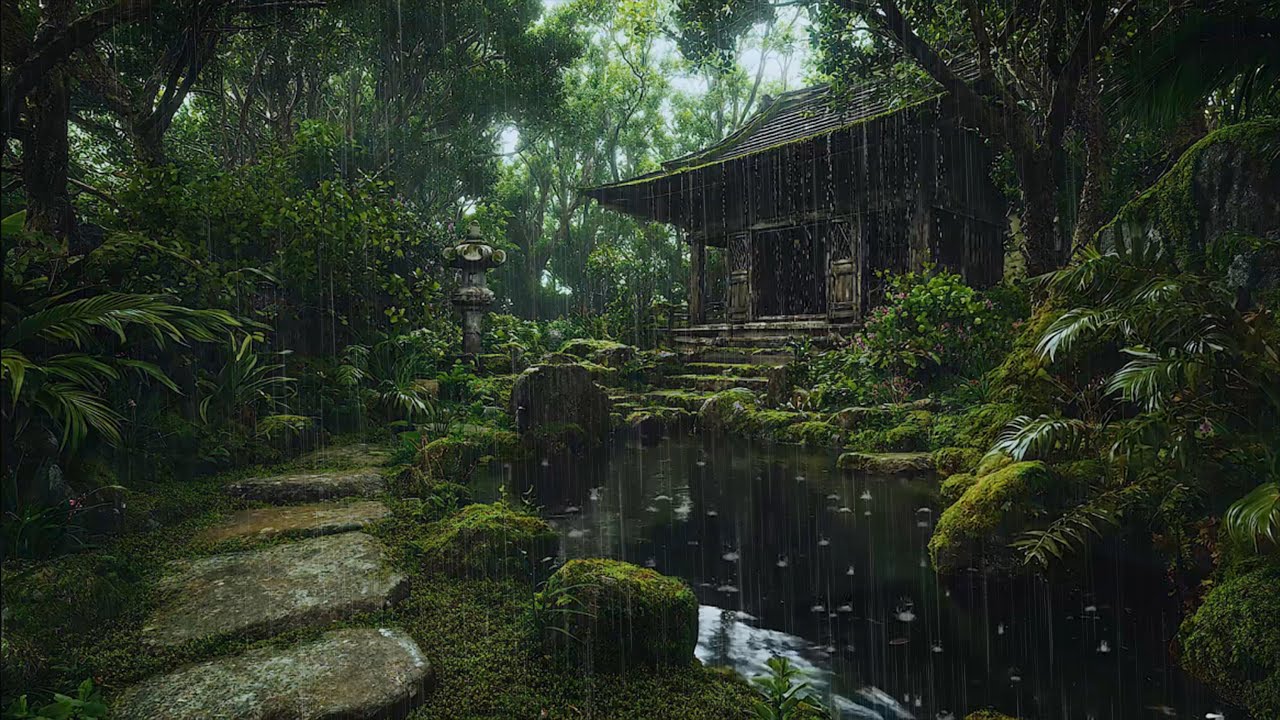Let The Rain In Japanese Forest Temple be Your Sanctuary 🍀 A Source of Comfort & Calm in Busy World