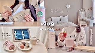 my productive weekly vlog👩‍💻 work, a lot of food, eat, cooking, new room light🌛