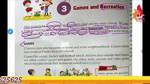 CLASS 4 EVS CHAP 3 GAMES AND RECREATION PART-I
