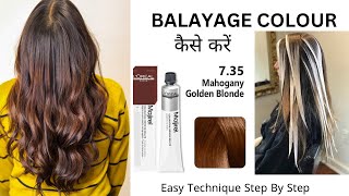 BALAYAGE COLOUR TECHNIQUE | Loreal 7.35 कैसे करें full Practical in Hindi | Step By Step | Dcutz