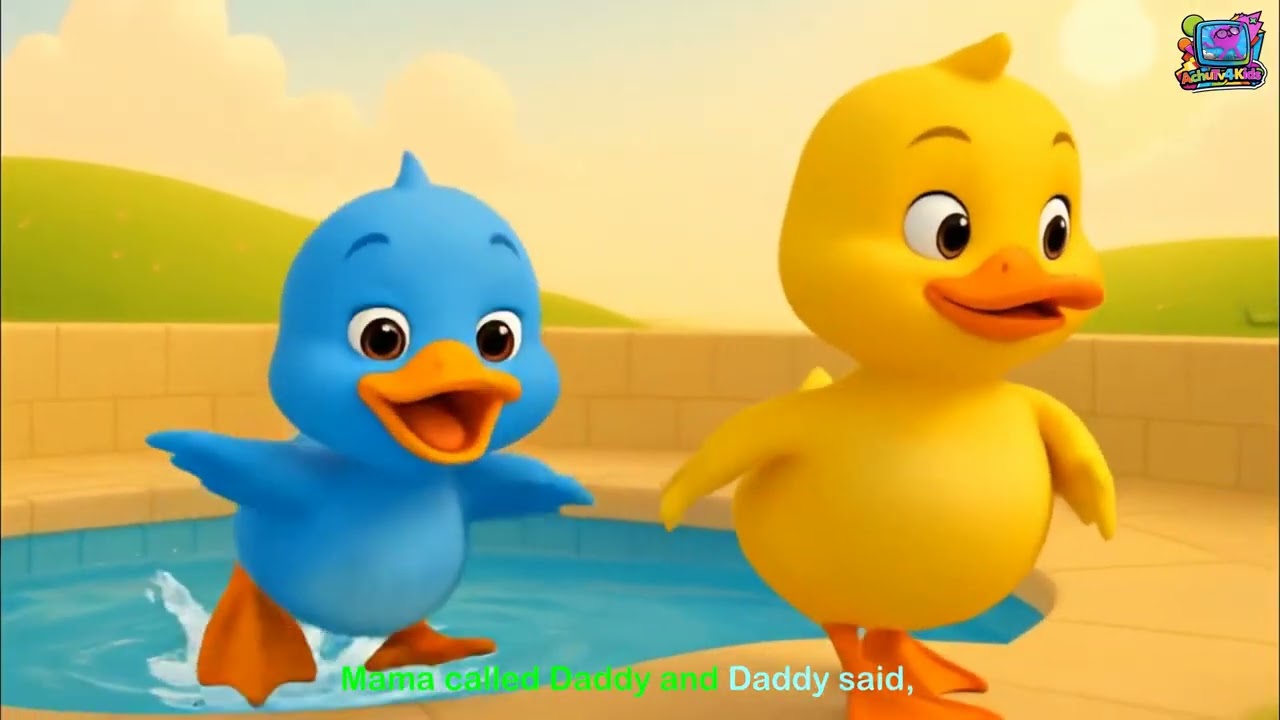 🦆 5 Little Ducks Jumping in the Pool | Fun Kids Song | AchuTV4Kids