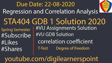 STA404 GDB Solution 2020-Spring Semester-VU-Regression and Correlation Analysis