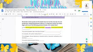 Citing Textual Evidence the Easy Way  with Sentence Frames - ELA, Reading, Writing - Monarch Academy