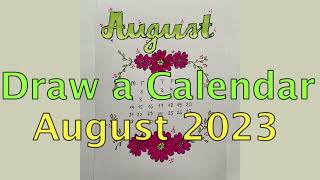 Draw a calendar August 2023 heart flowers monthly calendar #flower #August #calendar #sierpirn #2023