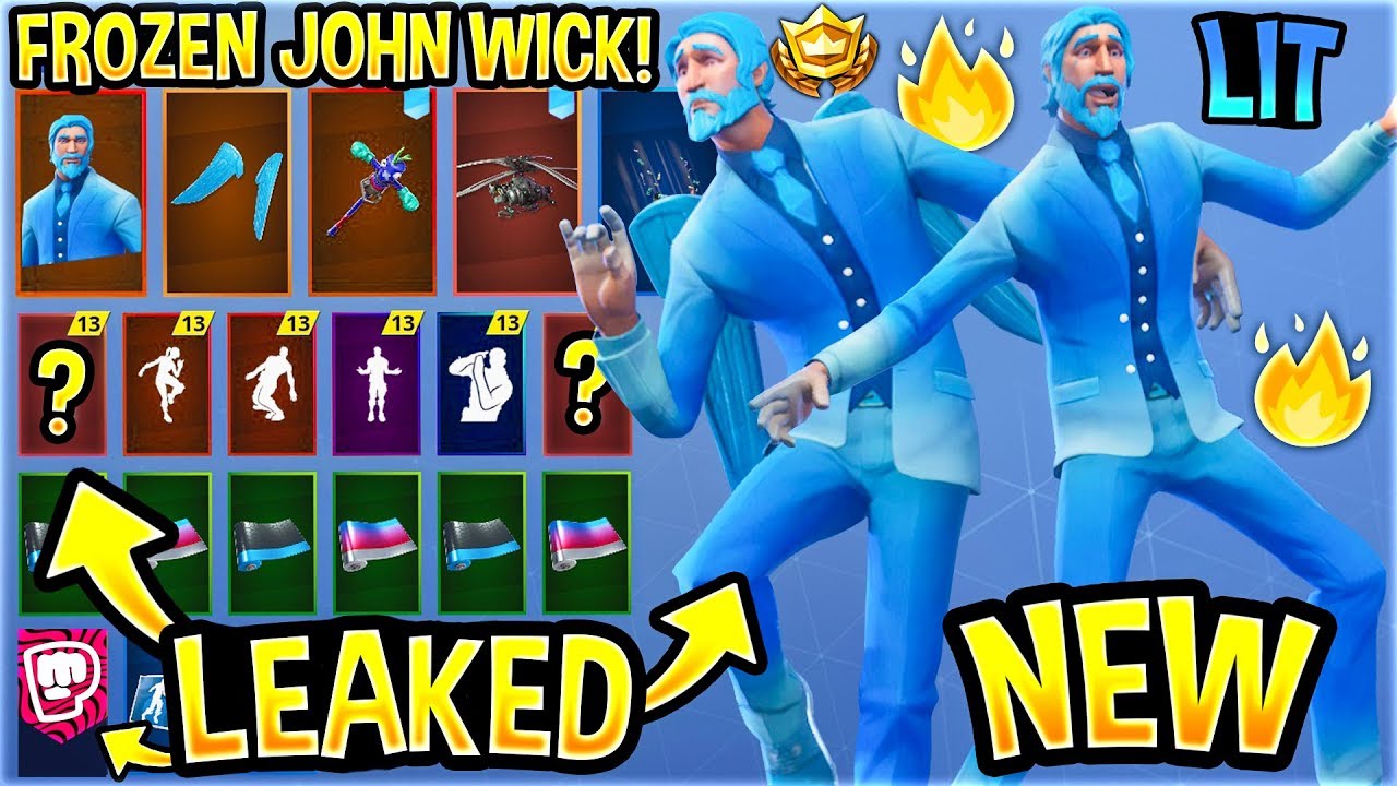 *NEW* "Frozen John Wick" Skin showcase With All Leaked Dances & Emotes..!