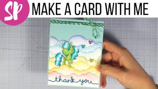 RAINBOW UNICORN CLOUD CARD TUTORIAL | MAKE A CARD FRIDAY + Lawn Fawn and The Greeting Farm Stamps screenshot 4