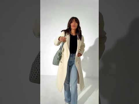 Пальто жіноче вовняне кашемірове демісезонне, однотонне, Чорний, 42, видео 4