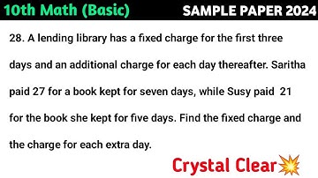 A lending library has a fixed charge for the first three days and an additional charge for each day