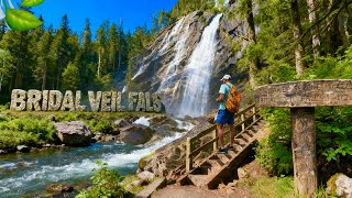 Bridal Veil Falls. Waterfall flowing in the mountains forest, beautiful nature scenery.