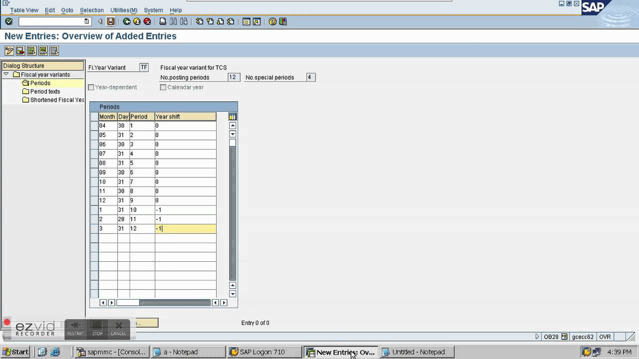 Maintain Fiscal year Variant