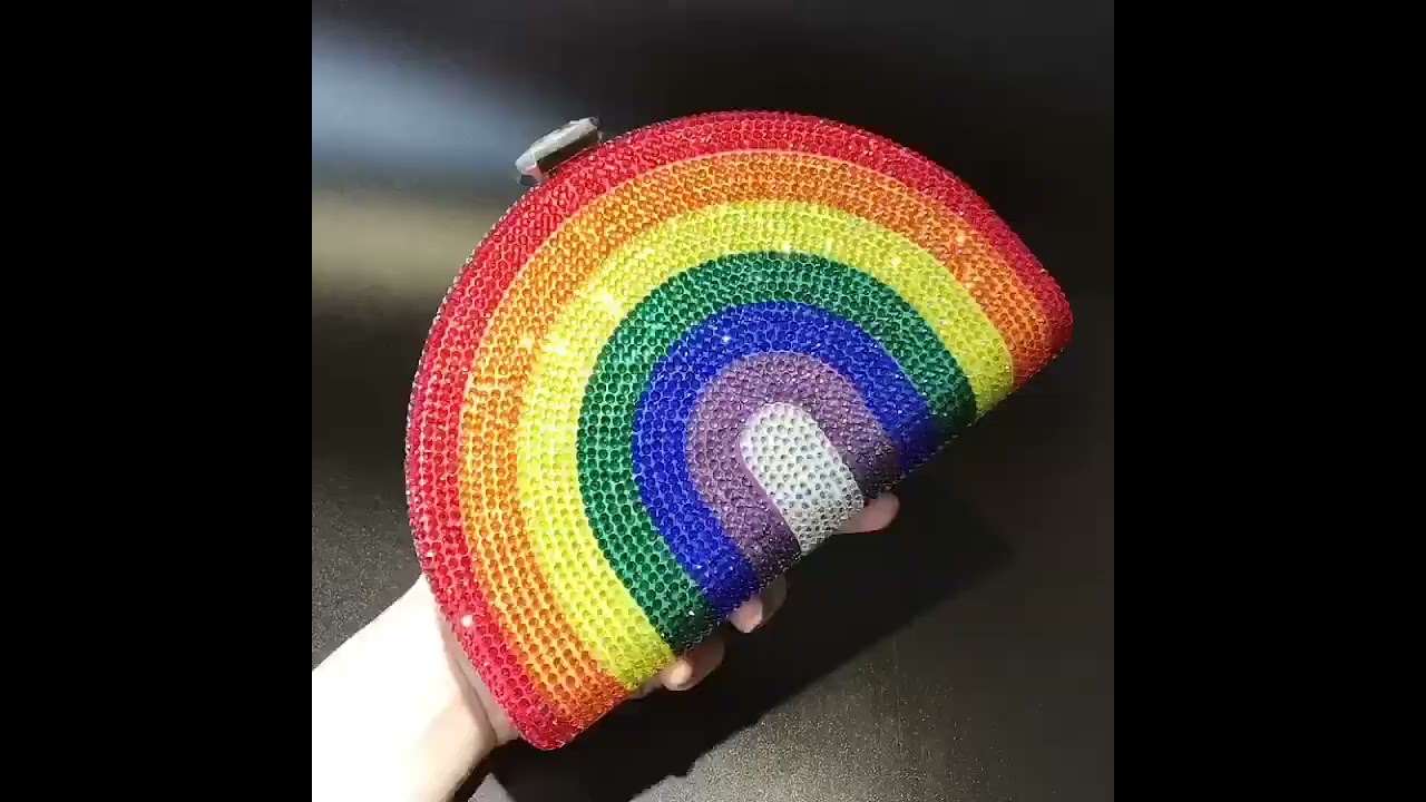 Fashion Multi-Colors Rhinestone Rainbow Street Wear Clutch Bags