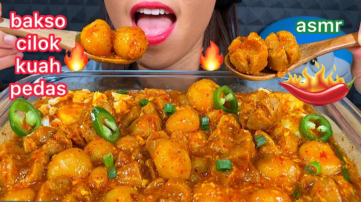 MAKAN BAKSO CILOK KUAH PEDAS *EATING SPICY MEATBALLS+ TAPIOCA BALLS ASMR 먹방 Sounds