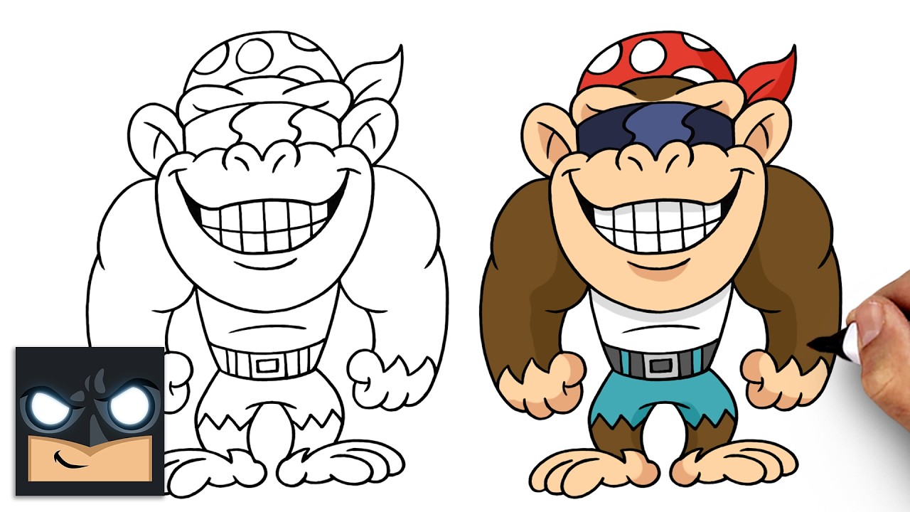 How to Draw Funky Kong | Super Mario