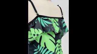 All-Over Print Girls Spaghetti Strap Ruffle Swimsuit