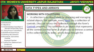 Jayoti Vidyapeeth - Faculty of Engineering and Technology - Data Type and Array