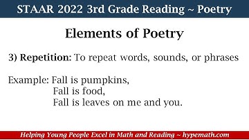 2022 STAAR Reading ~ 3rd Grade (Elements of Poetry) Part 1