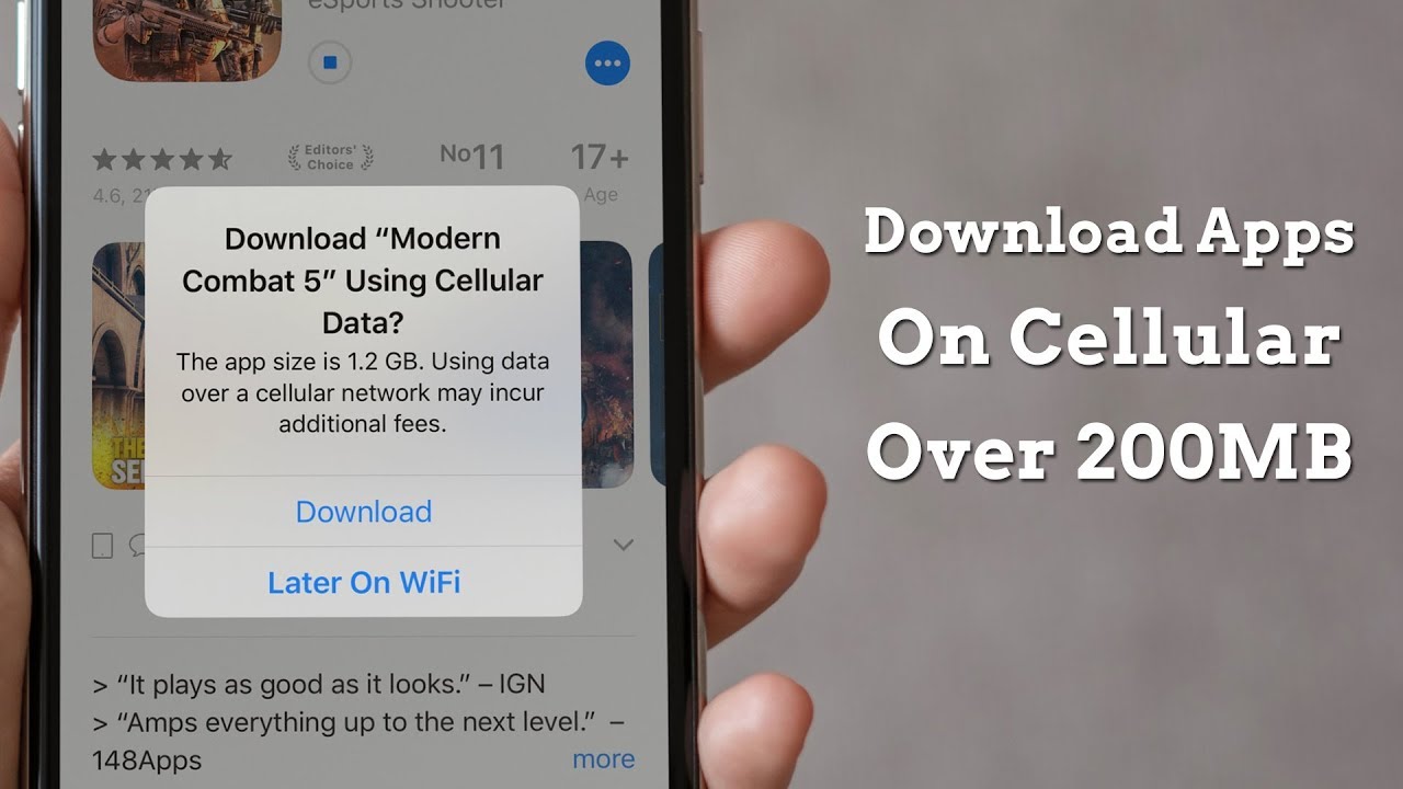 How to Download Apps Larger Than 200MB over Cellular Data in iOS 13 and  iPadOS 13 - 